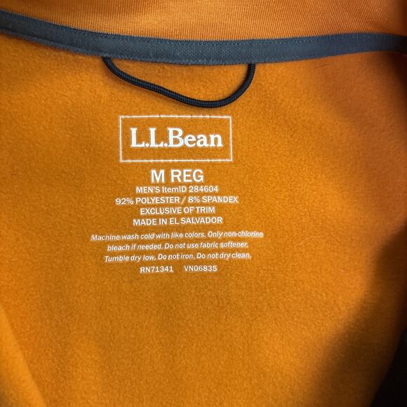 LL Bean Men's Medium Orange/Gray Fleece Lined Vest Pockets Logo Outdoor Hike - Picture 3 of 6